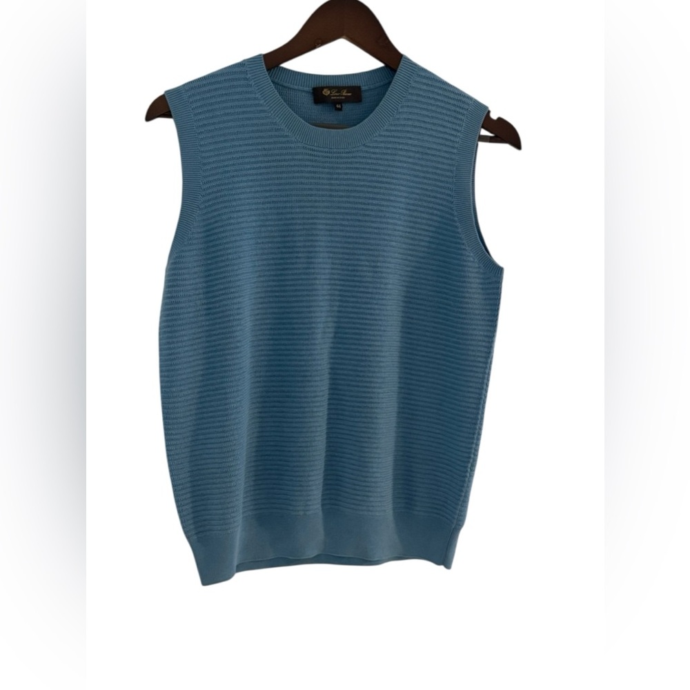 Loro‎ Piana, Blue, Cotton/Silk Knit Vest, Size 44